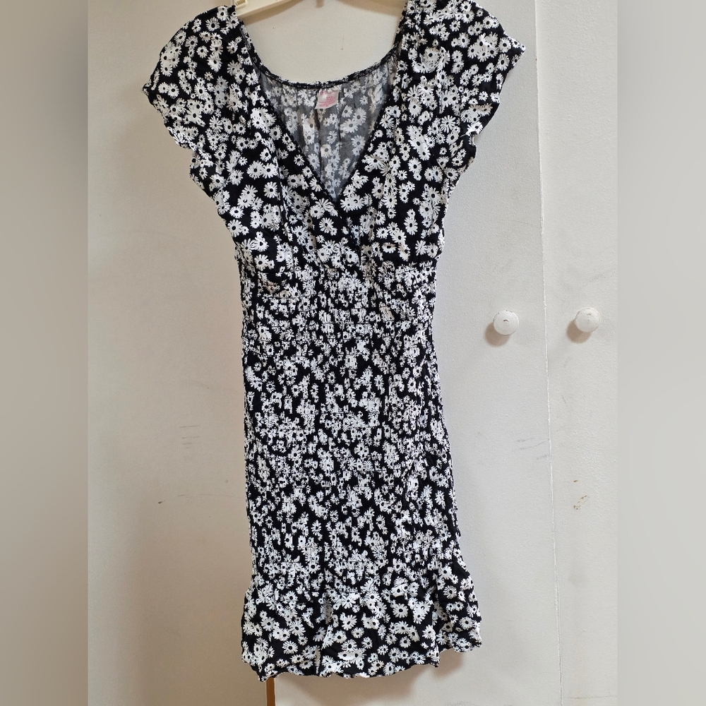 No Boundaries Black and White Floral Mini Dress